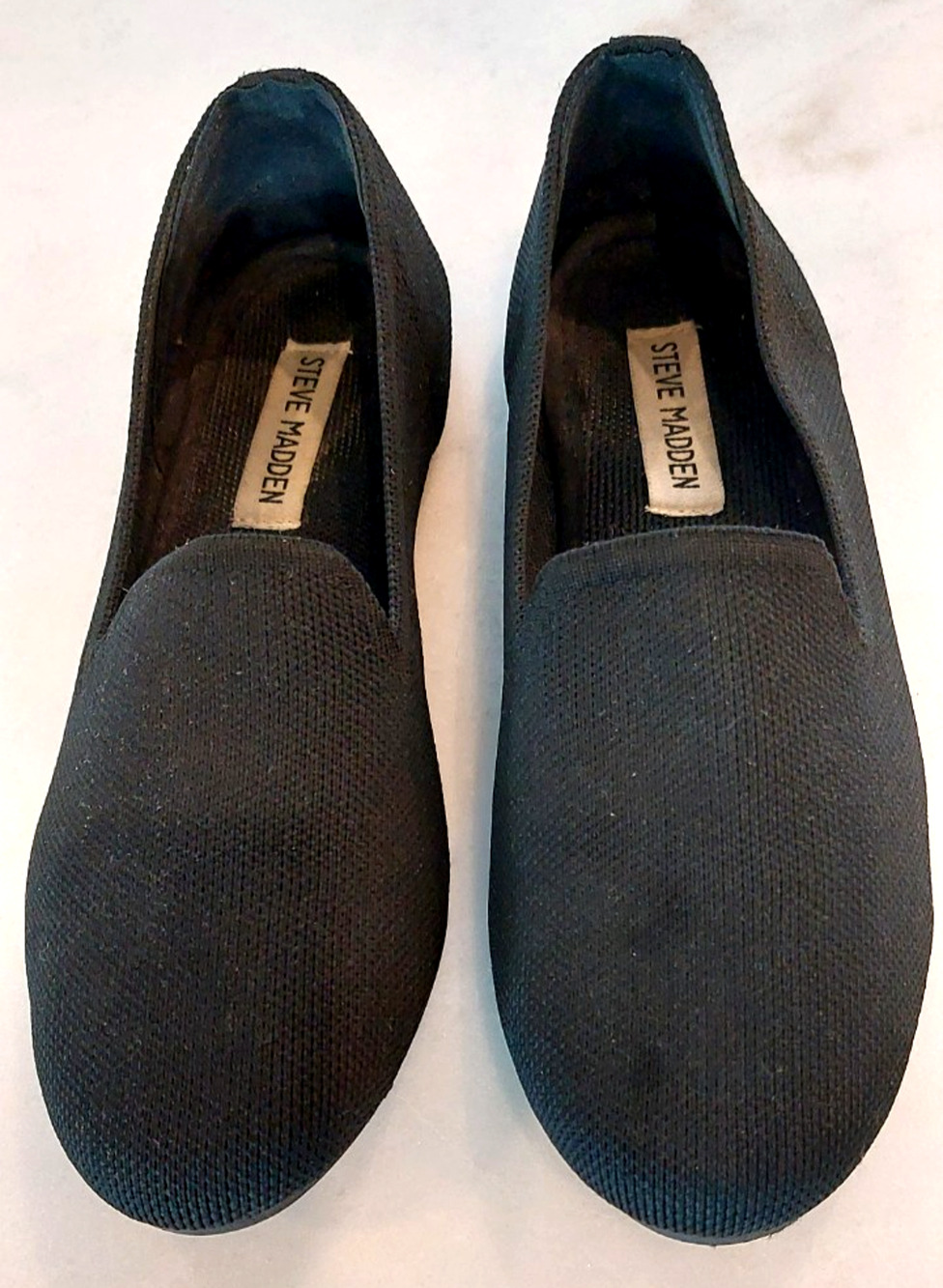 Steve Madden Womenās Loafers Shoes Casual Flats Black Fabric Slip On Sizeā 8